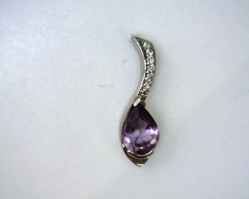 14K WG Amethyst & Diamond Pendant