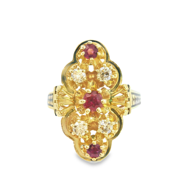 14K YG Ruby & Diamond Ring