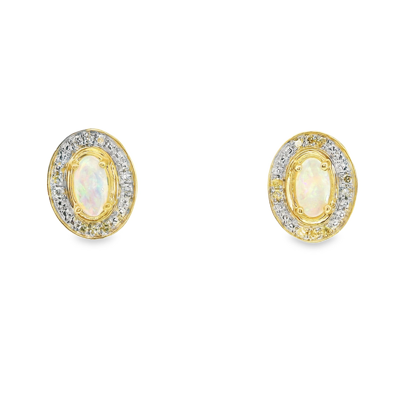 10K YG Opal & Diamond Earrings