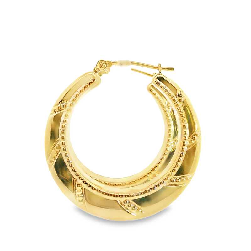 14K YG Hoop Earrings.