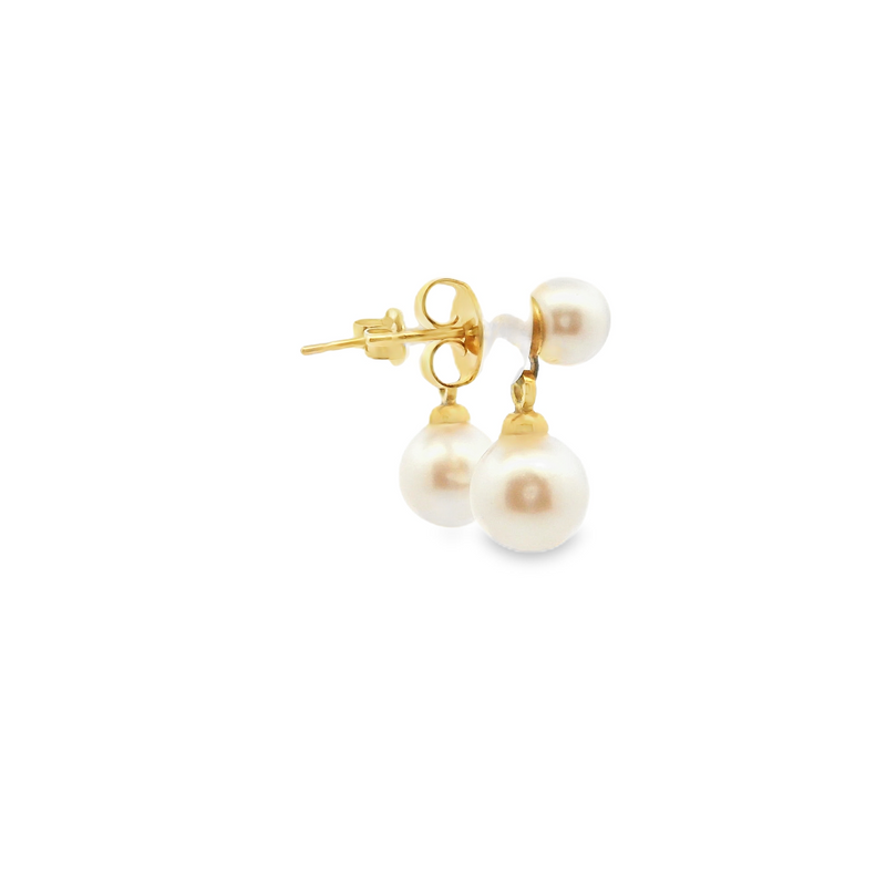 Yellow Gold Plated Pearl Earrings