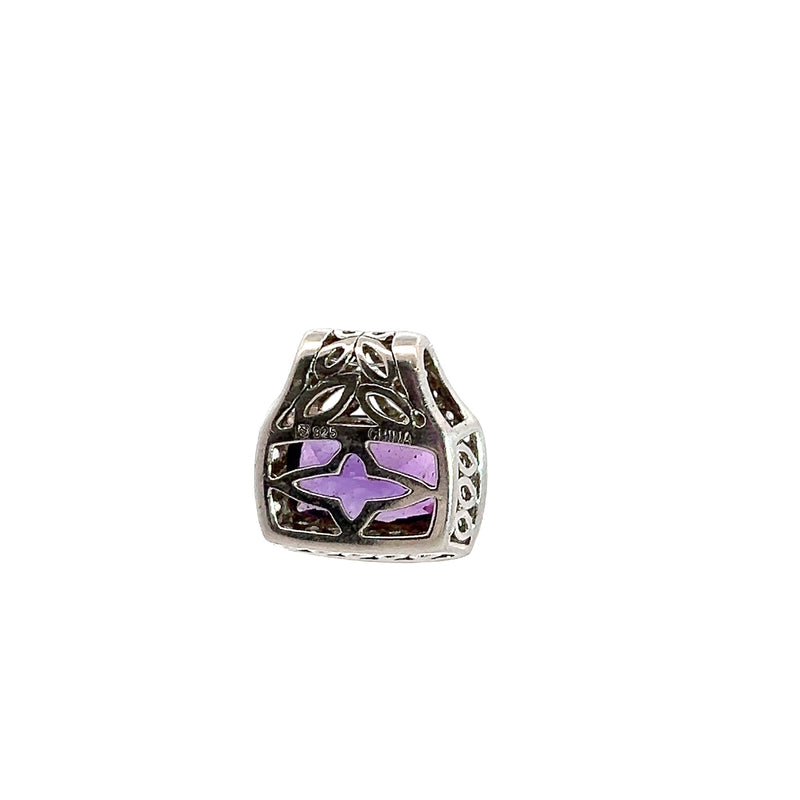 Sterling Silver Amethyst & White Sapphire Pendant