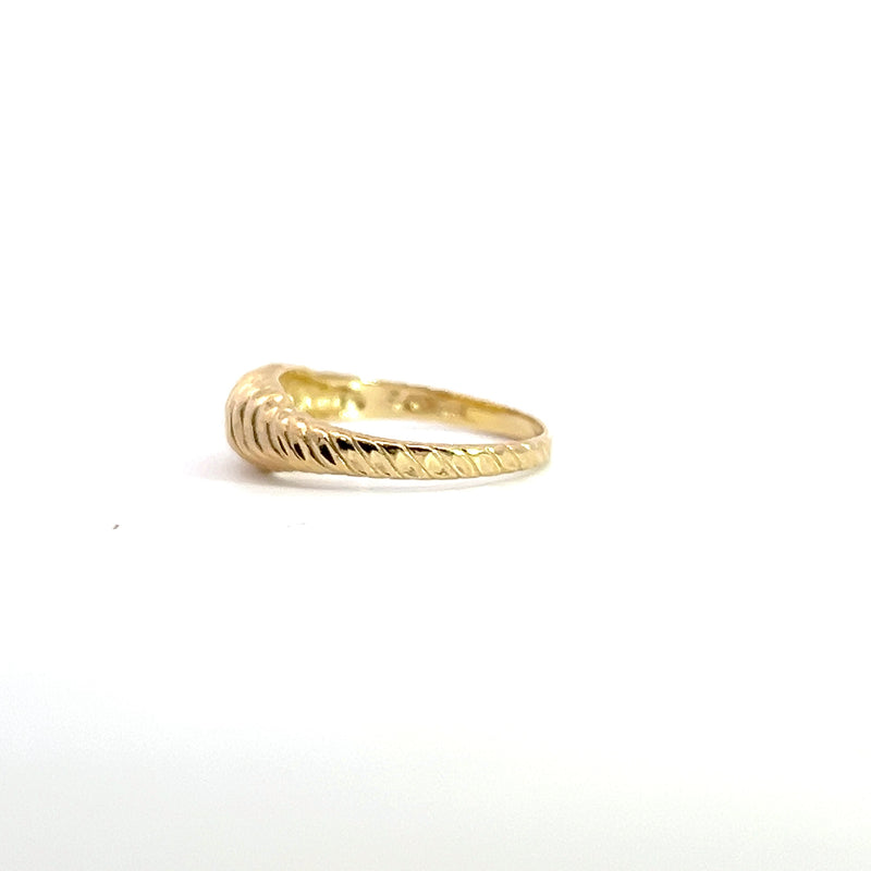 14K YG Diamond Cut Domed Band