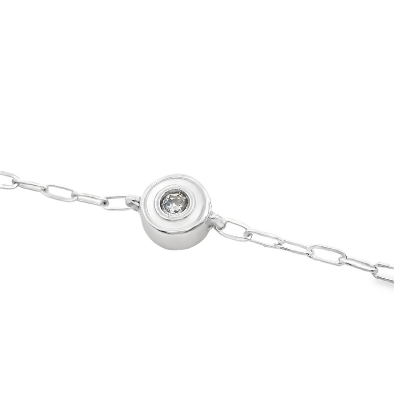 10K WG Enamel & Diamond Station Necklace