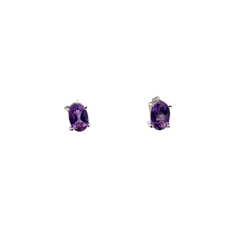 Sterling Silver Amethyst Stud Earrings