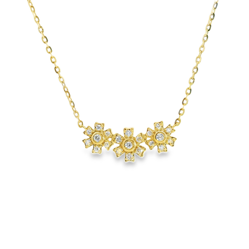 14K YG Floral Diamond Necklace