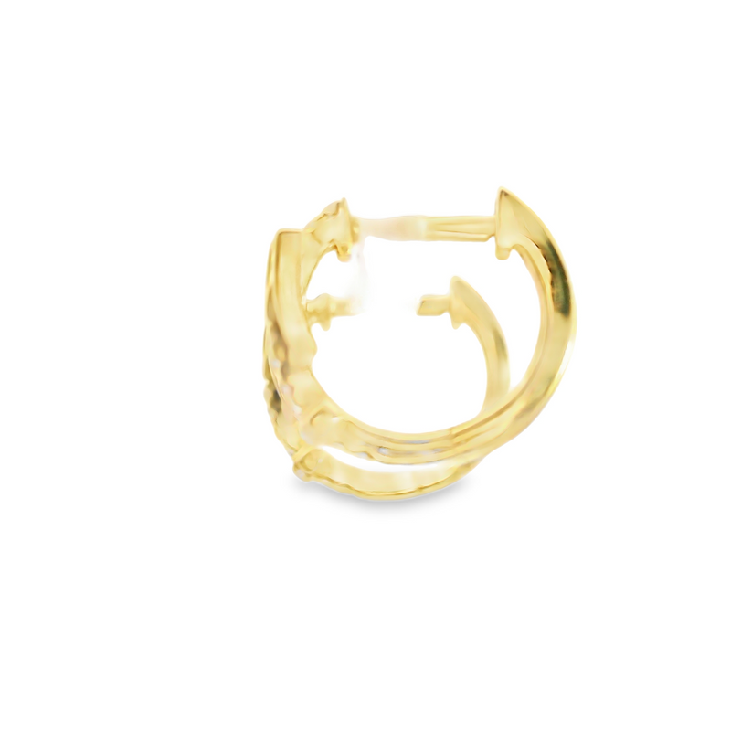 14K YG Buckle Diamond Hoop Earrings