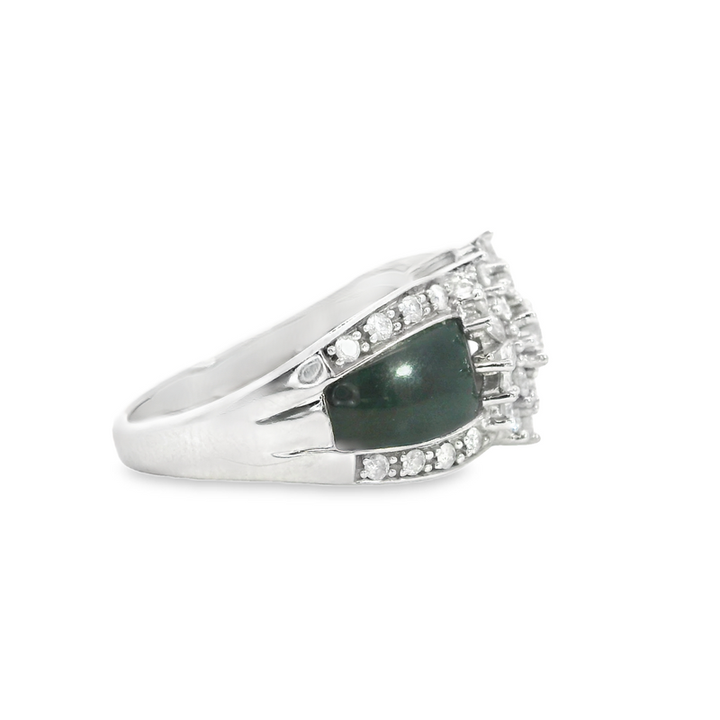 14K WG Black Onyx & Diamond Ring