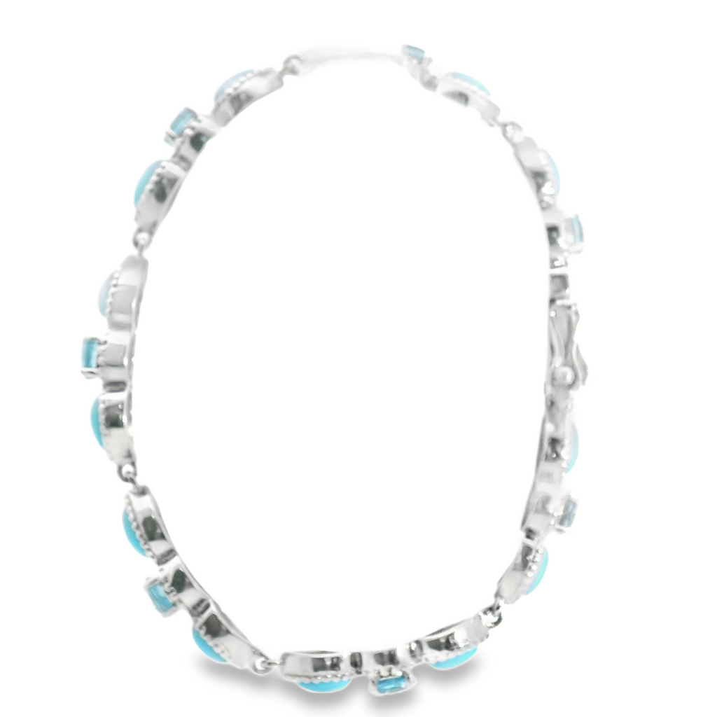 Sterling Silver Sleeping Beauty Turquoise & Blue Topaz Bracelet