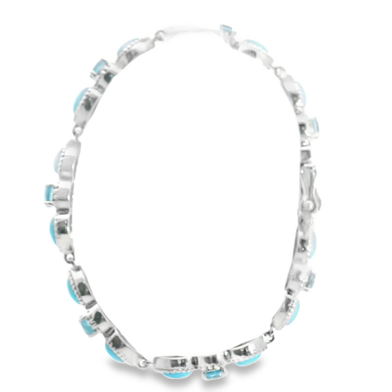 Sterling Silver Sleeping Beauty Turquoise & Blue Topaz Bracelet