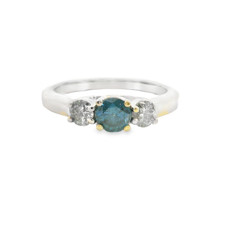 14K BLUE/WHITE DIAMOND RING
