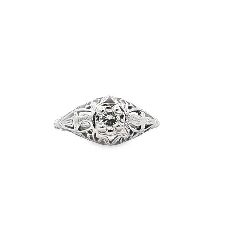 14K WG Vintage Style Diamond Ring
