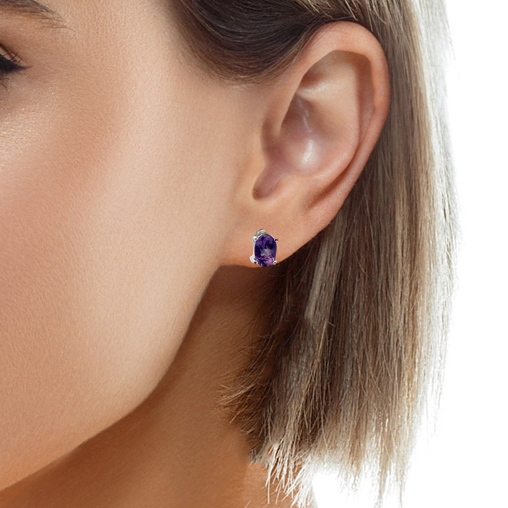 Sterling Silver Amethyst Stud Earrings