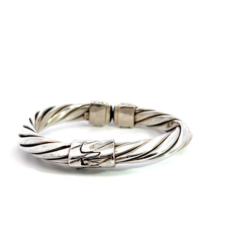 Sterling Silver & Onyx Twisted Cuff Bracelet