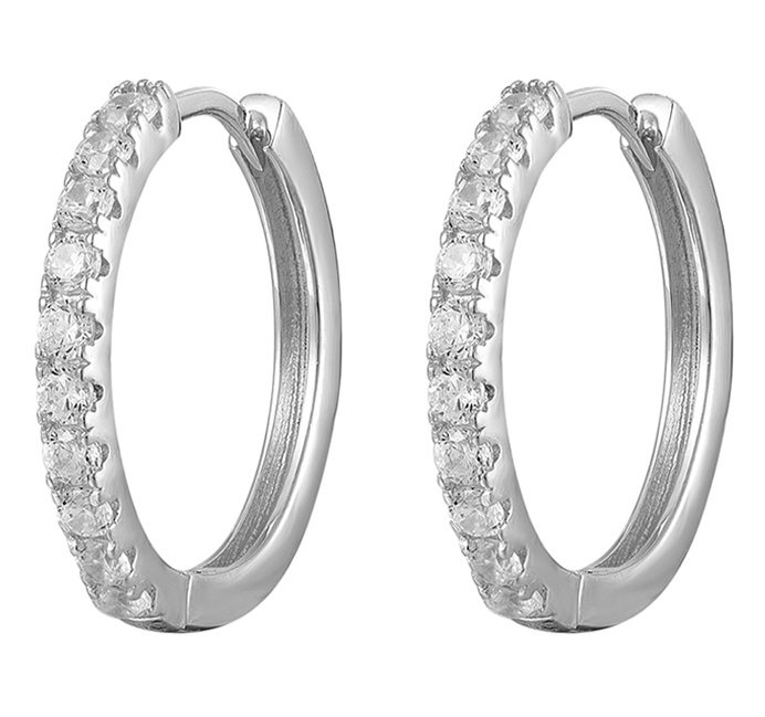 Sterling Silver CZ Hoop Earrings