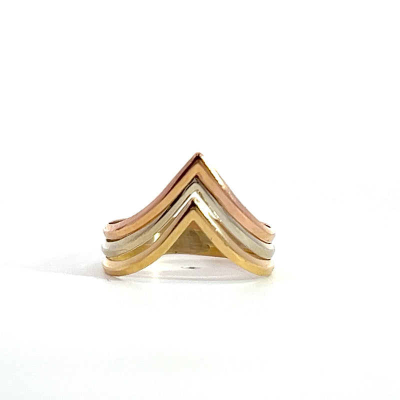 14K Tri Color Gold Chevron Band