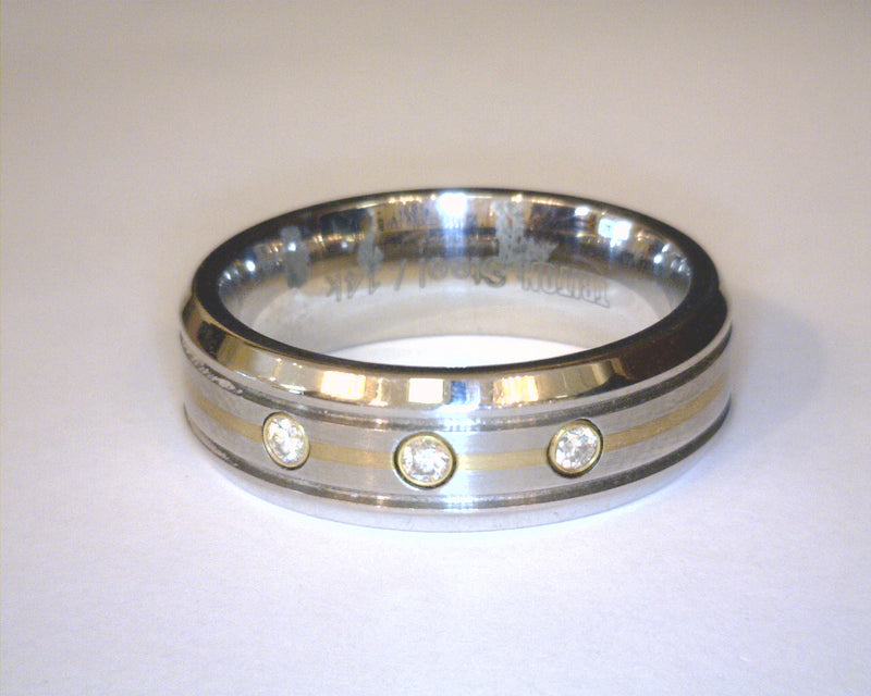 14K/SS DIAMOND BAND