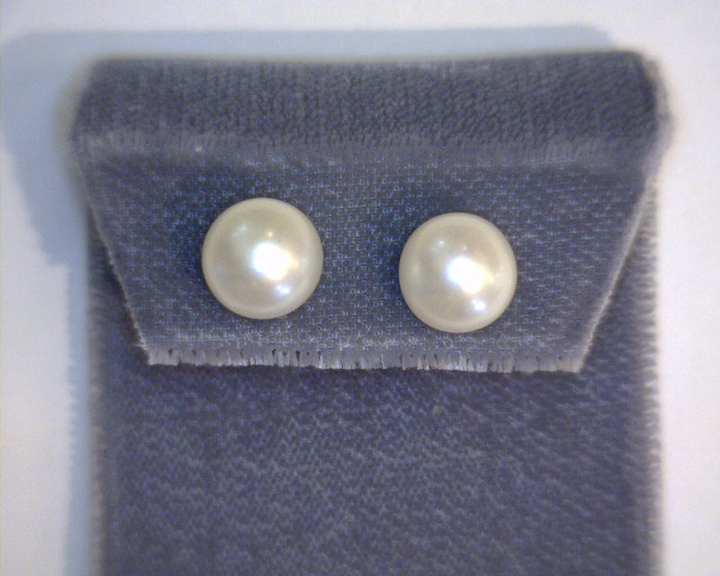 14K WG AKOYA PEARL STUD EARRINGS 8.5-9.0 MM