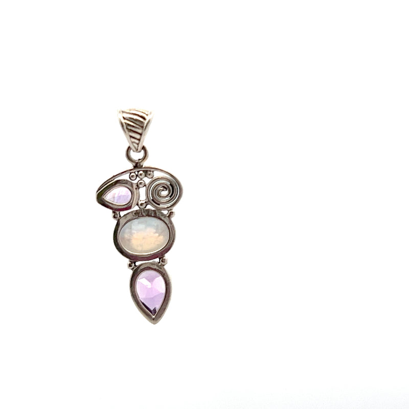 Sterling Sliver Amethyst & Moonstone Pendant