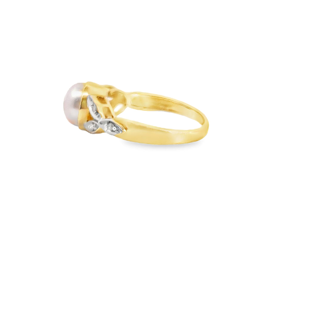14K YG Pearl & Diamond