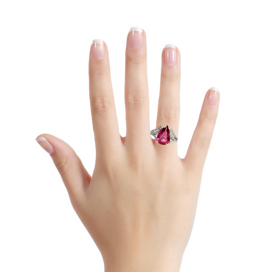 18K WG Pink Tourmaline & Diamond Ring