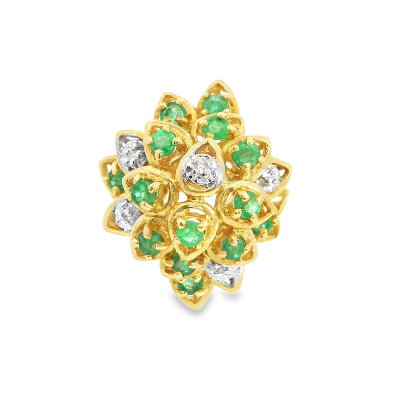10K YG Emerald & Diamond Ring Size