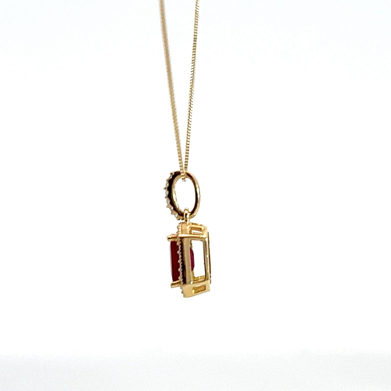 14K YG Ruby & Diamond Pendant