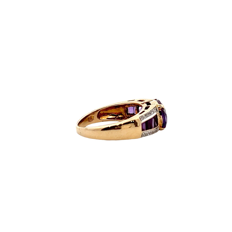 14K YG Amethyst & Diamond Ring