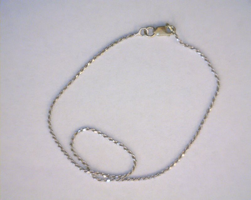 14K WG ROPE CHAIN ANKLET 9.5