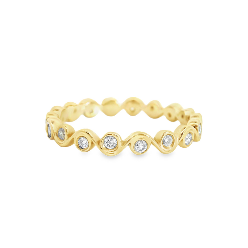 14K YG Wave Bezel Set Ring 0.29 CT TW