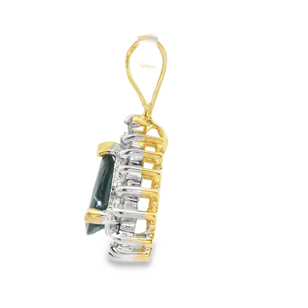 14K YG Sapphire & Diamond Pendant