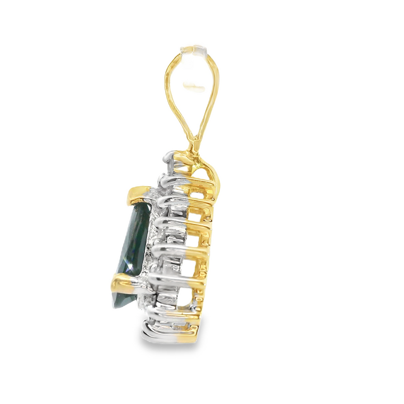 14K YG Sapphire & Diamond Pendant