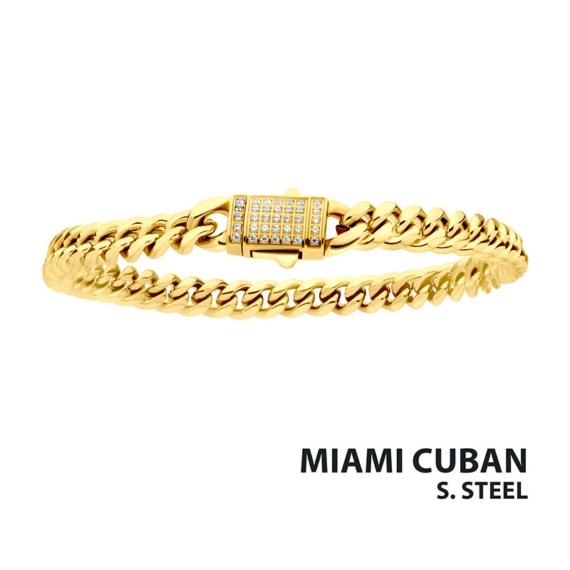 6mm 18Kt Gold IP Miami Cuban Chain Bracelet