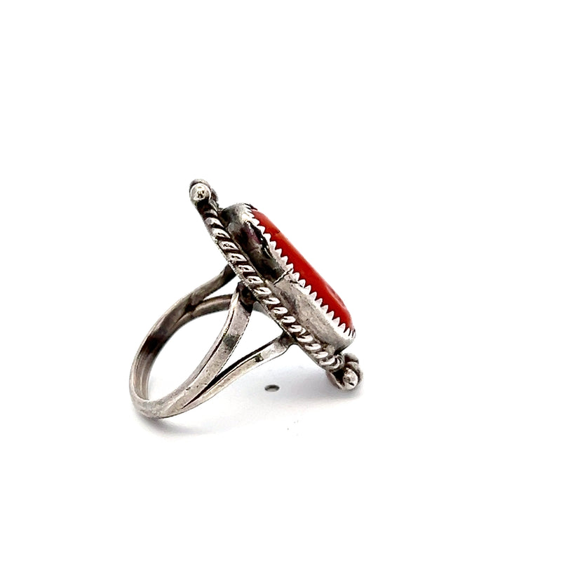 Sterling Silver Coral Ring