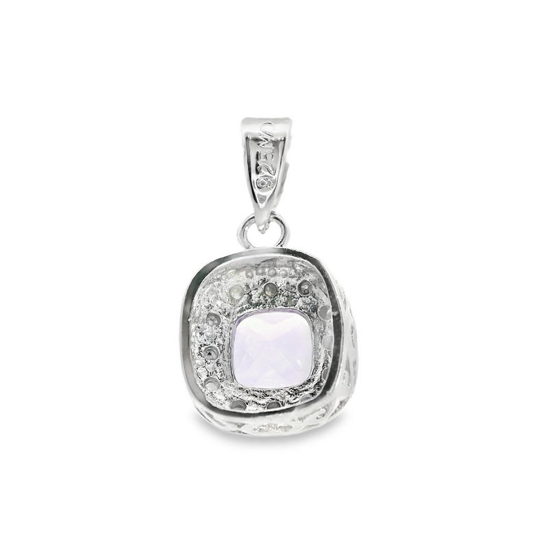 Sterling Silver Purple Stone & Diamond Pendant