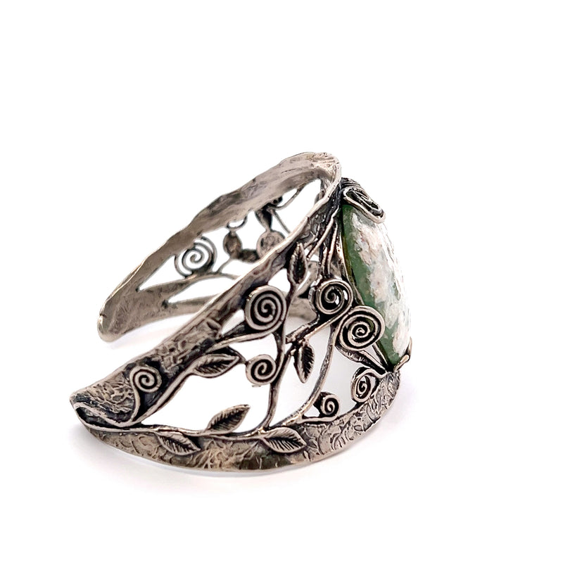 Sterling Silver Roman Glass Cuff Bracelet