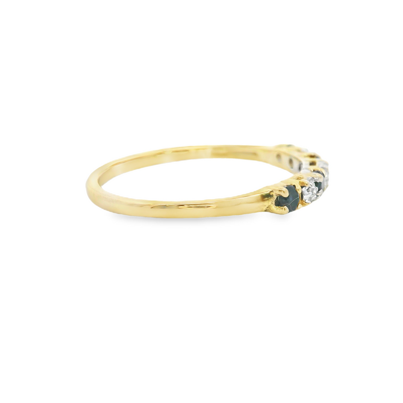 10K YG Emerald & White Sapphire Ring