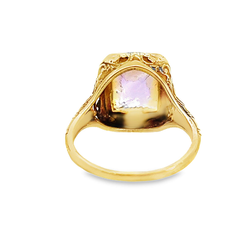 14K YG Vintage Glass Ring