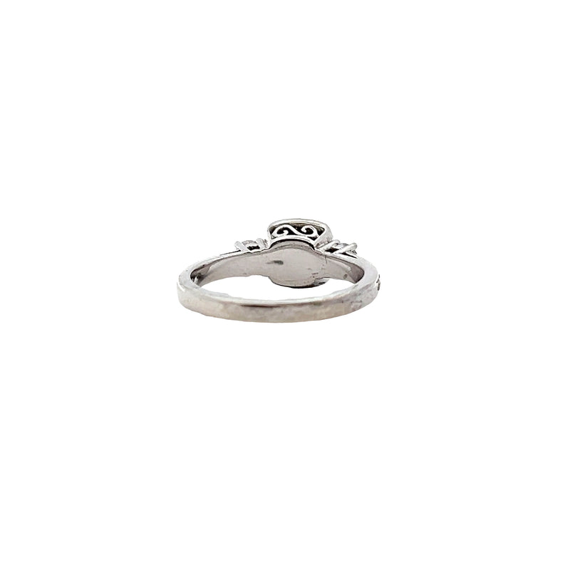 Sterling Silver 3 Stone Halo CZ Ring