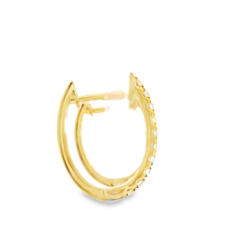 14K YG Oval Diamond Hoop Earrings