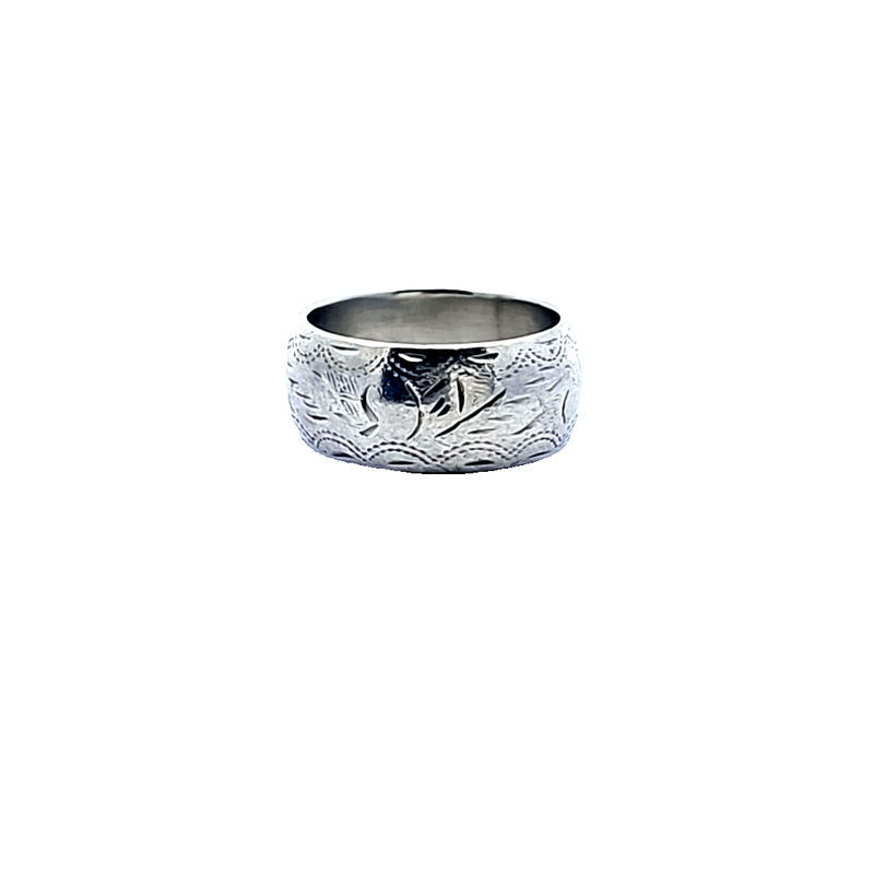 Sterling Silver Wide Etched Band