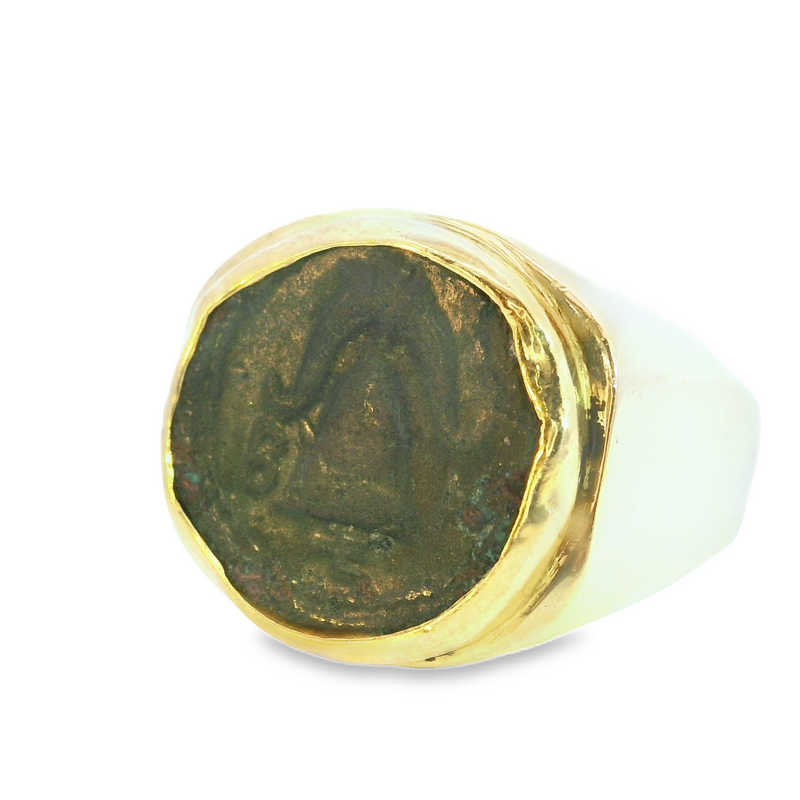 18K Yellow Gold Greek Ancient Coin Ring