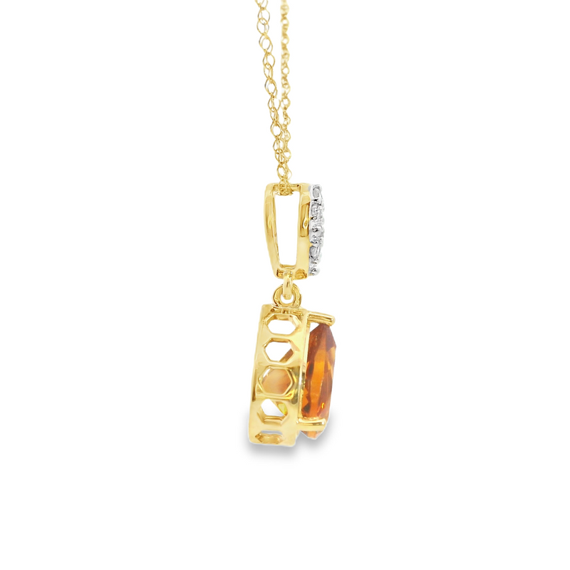 10K YG Citrine & Diamond Pendant