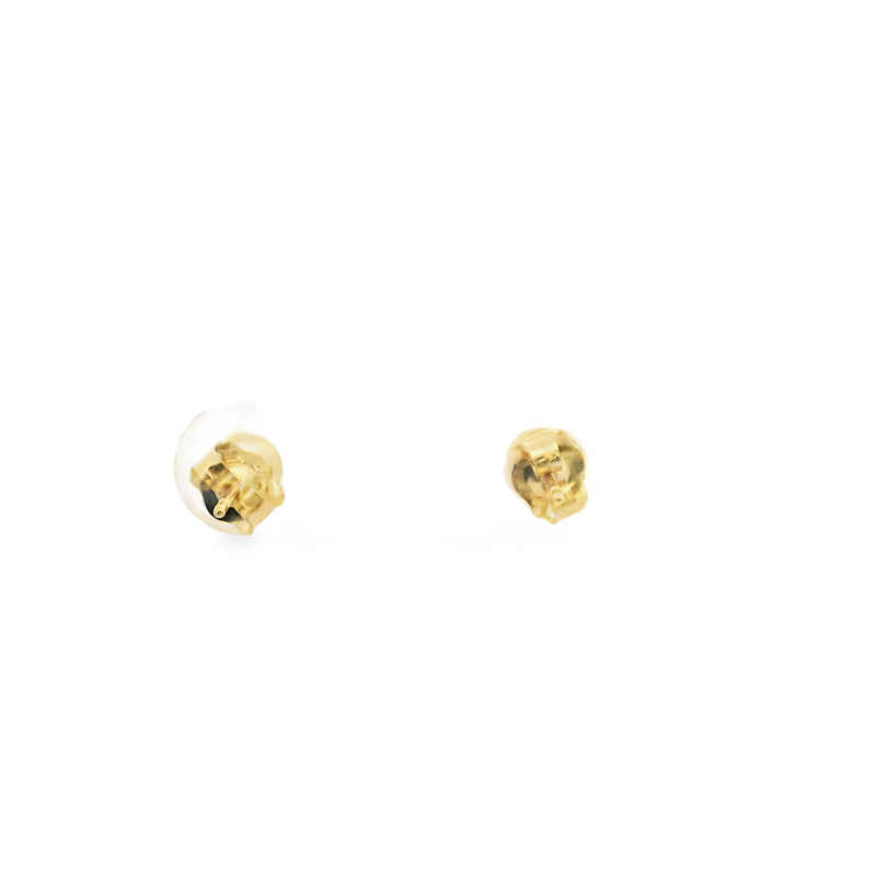 14K YG 7.5mm Button Pearl Earrings