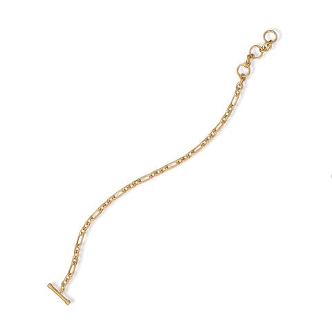 7.5" 14 Karat Gold Plated Figaro Toggle Bracelet