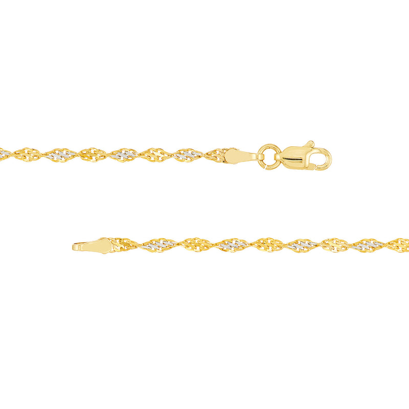 14K Two Tone Twisted Chain 18"