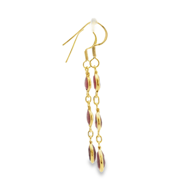 Gold Plated Sterling Silver Ruby Earrings