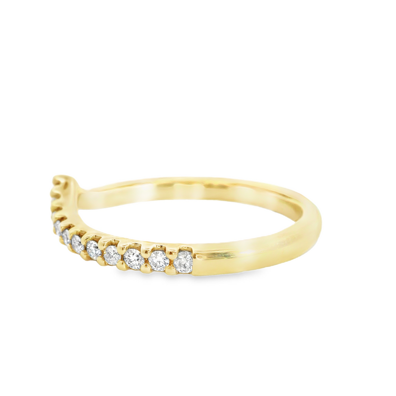 14K YG Curved Diamond Band