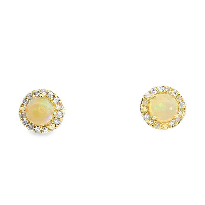 10K YG Opal & Diamond Earrings