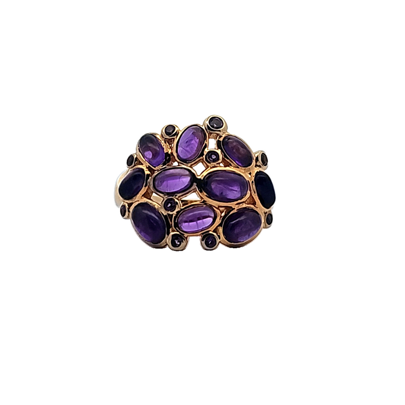 Yellow Gold Plated Sterling Silver Amethyst Ring